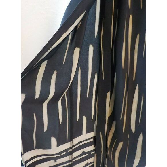 Cache Black Beige Maxi Wrap Skirt Women 8 Tribal Pattern Pencil Split Hem Zip Up - Picture 4 of 12